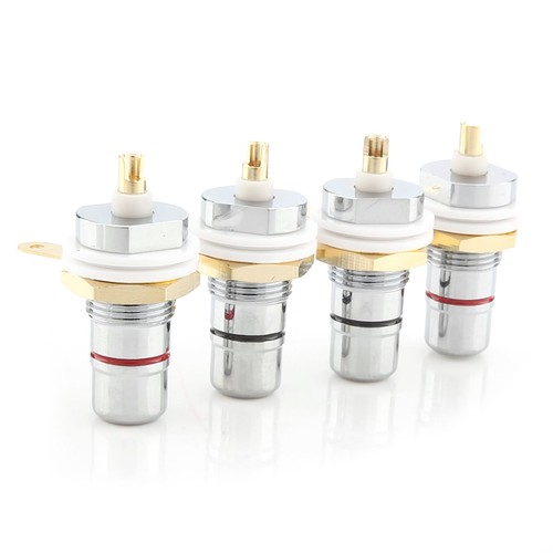 4pcs rhodium rca socket parts - rhodium,